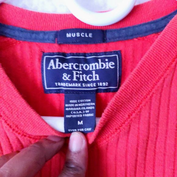 Abercrombie & Fitch Orange Muscle Ribbed Sweatshirt Men's Sz M Y2K Vintage NOS - Picture 4 of 16